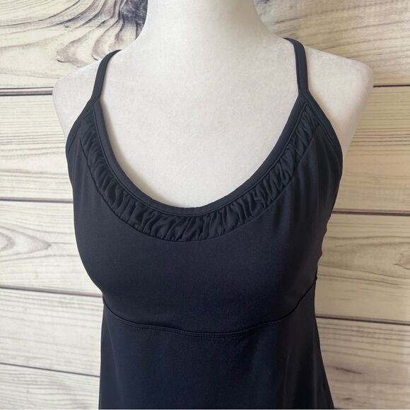 Patagonia Black Morning Glory Cross Back Ruched Tank Top - Picture 2 of 7